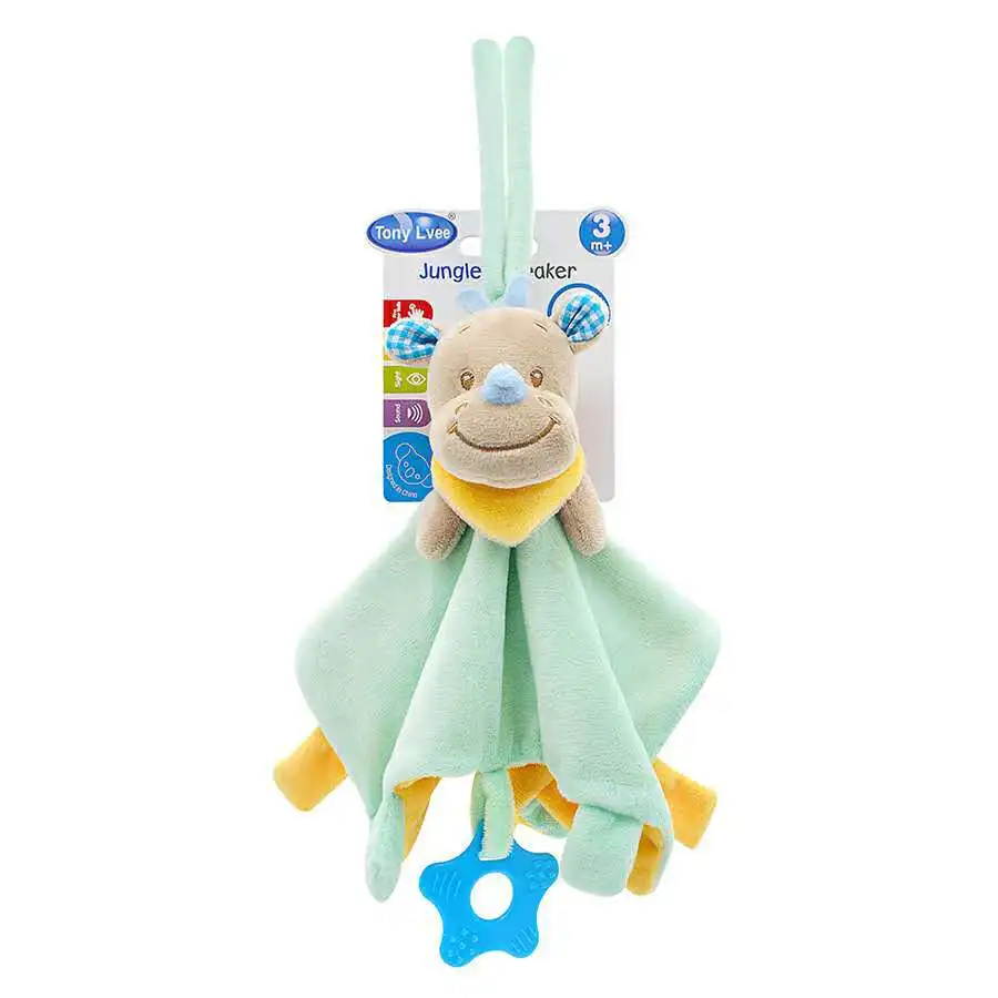 Игрушка-грызунок для малышей Baby Teether Rattle Toy Soft Soothe Towel Cartoon Animals Doll Sleeping Stuffed Plush Toys for Kids Toddler 0 24 Months.
