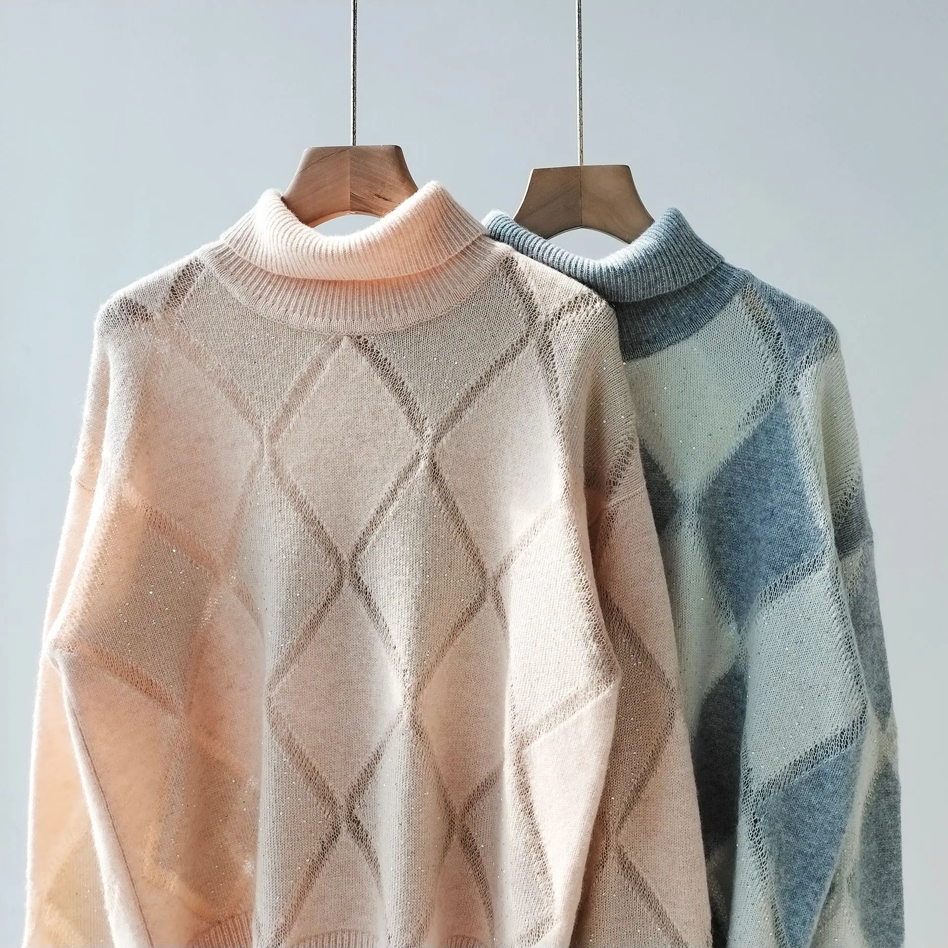 Осень-зима B * C женский шерстяной мохеровый свитер с ромбическими блестками