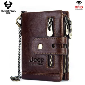 Мужской кошелек HUMERPAUL из натуральной воловьей кожи, маленький бумажник с монетницей, винтажный Миниатюрный держатель для карт, портмоне с застежкой