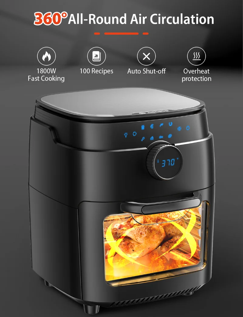 

Moosoo 12.7 Quart Digital Air Fryer Toaster Oven 1700W, Black Air Fryers