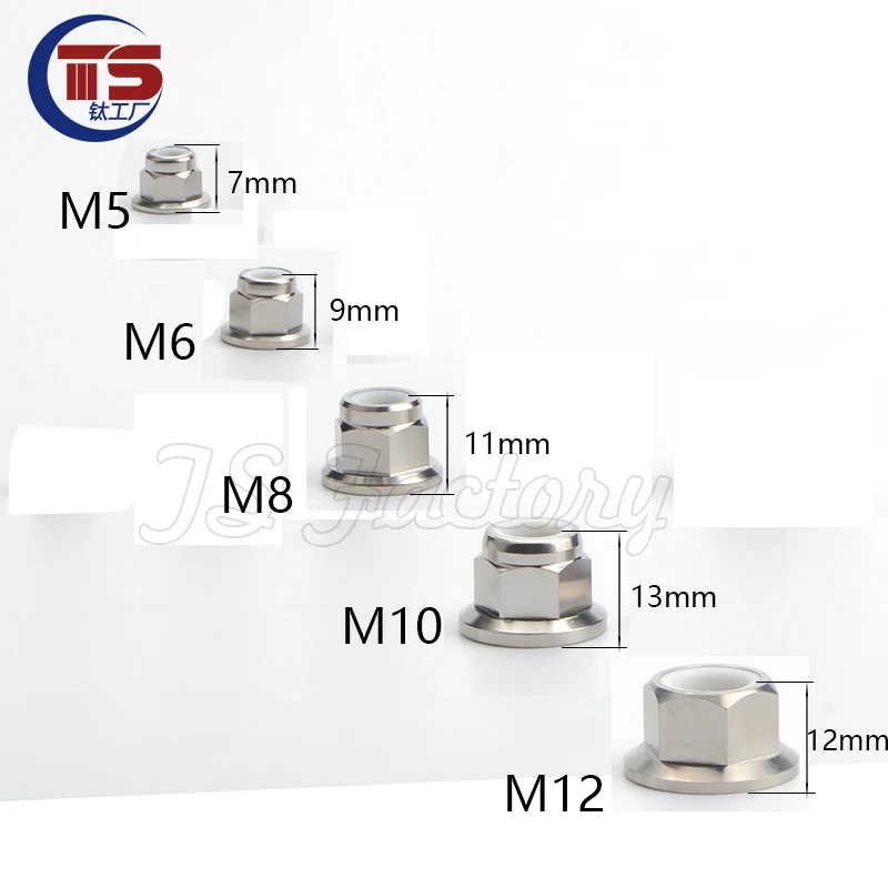 Фото DIN6926 10 шт.M5 M6 M8 M10 M12 Титановые многоцветные нейлоновые стопорные шестигранные гайки с винтовой крышкой и фланцем Race Spec для RC Buggy Race №4