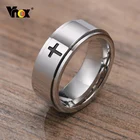 Мужское кольцо-Спиннер Vnox, поворотное кольцо из нержавеющей стали черного цвета с изображением Иисуса Христа