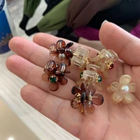 4pc lovely small flower with crystal hair claw clips for women girls hairpin headband for hair accessories headwear ornament
