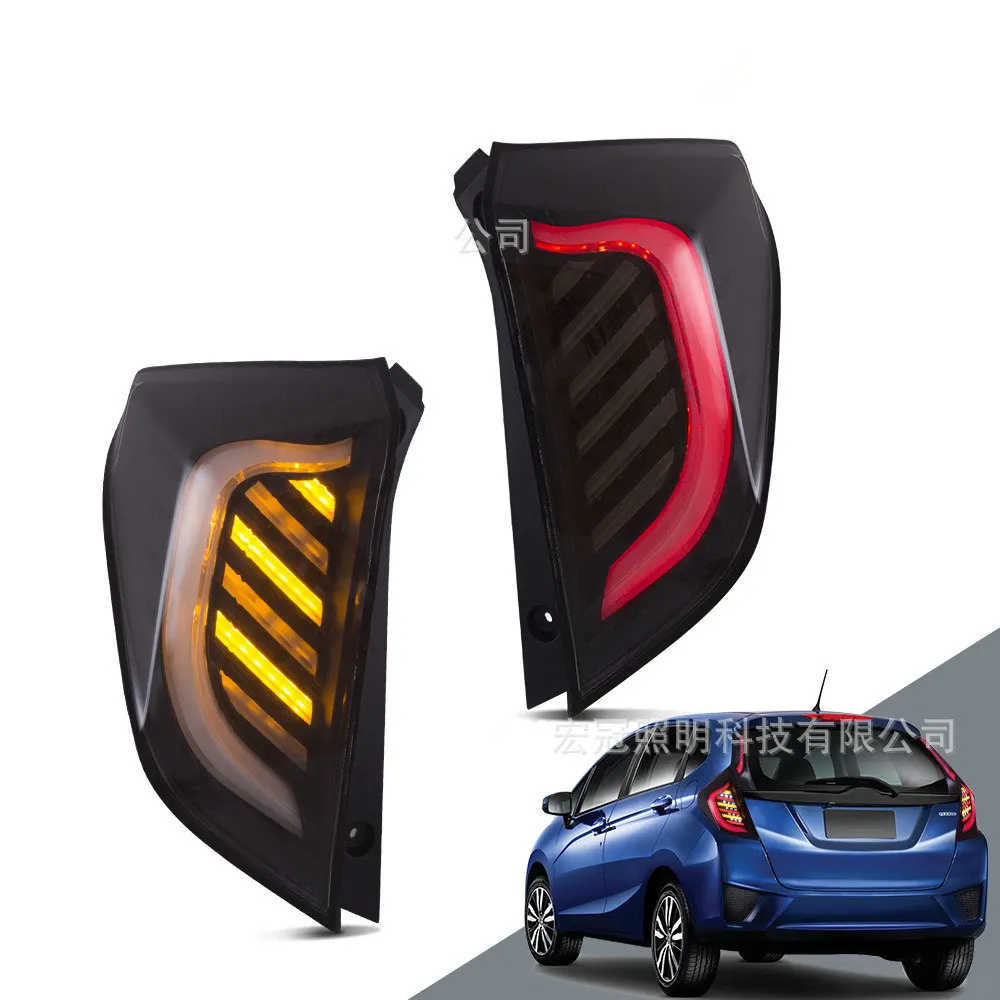 

Автомобильный задний фонарь в сборе для Honda Fit/ Jazz LED Running + Brake + Reverse светильник 2014-2019, динамический сигнал поворота, задний фонарь