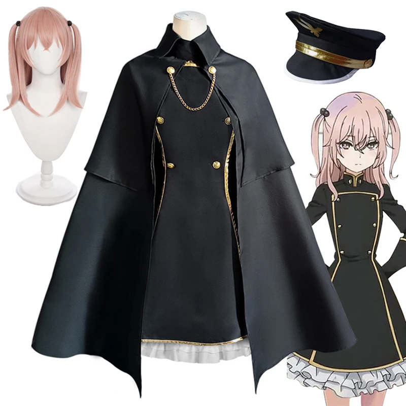 

My Dress-Up Darling Anime Cosplay Costume Inui Sajuna Black Dress Cloak Suit Pink Wig Party Halloween Role Play Costumes Props