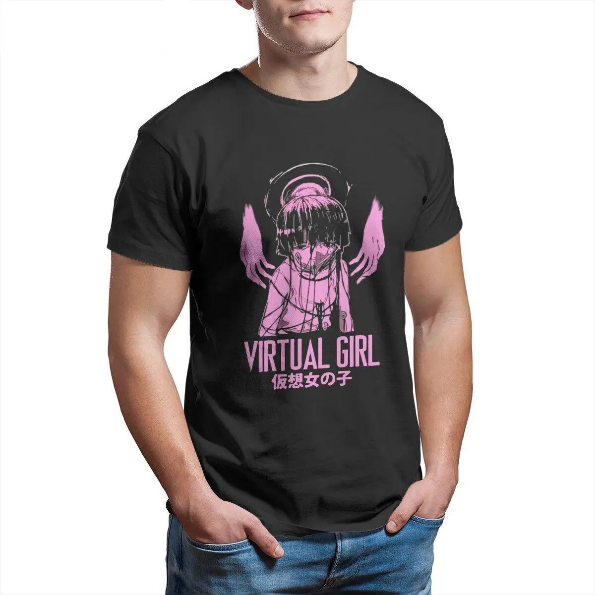 

Serial Experiments Lain Girl T-Shirt Men Japanese Manga Anime Humor Pure Cotton Tee Shirt T Shirts New Arrival Clothes