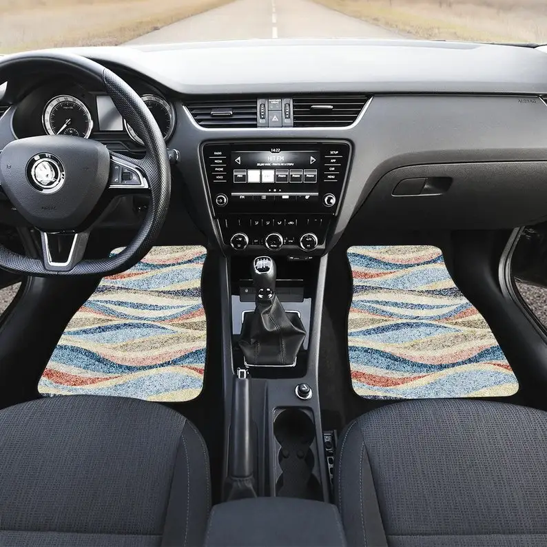 

Colorful Waves Abstract Art Car Floor Mats Set, Front and Back Floor Mats for Car, Car Accessories
