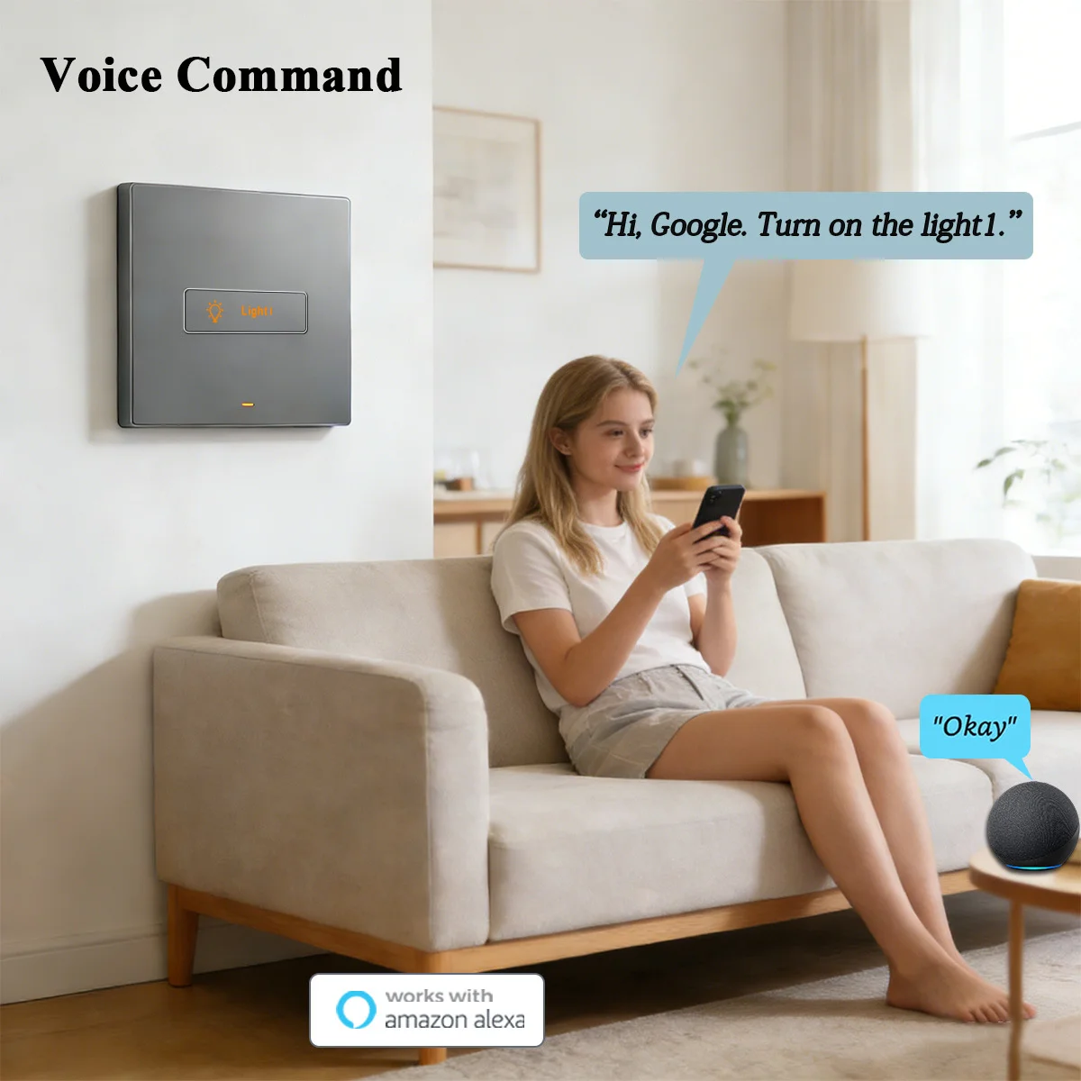 Умная кнопка-выключатель Tuya Smart Home (европейскаяамериканская) с Wi-Fi, управление через приложение, панель управления для дома и отеля (art.: 3920d80f7fde0) - 3920d80f7fde0