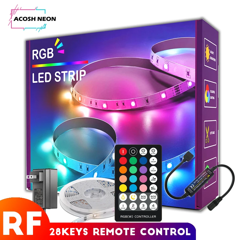 led strip light rgb With 28keys RF remote control 12V waterproof RGB led bar lights 5m 10m 15m 20m Color Changing rope led light