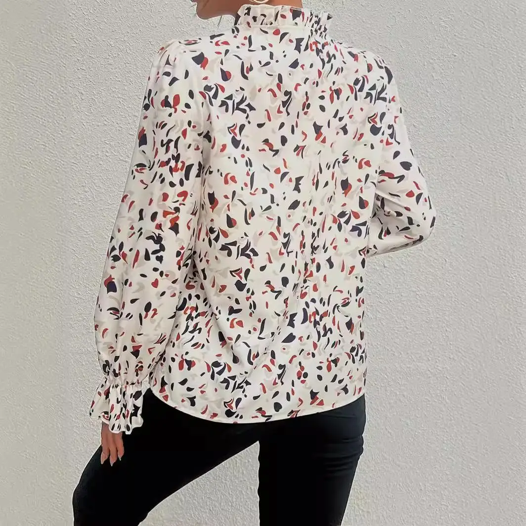 Женская рубашка на весну и осень блузка шнуровке с французским бантом Топ