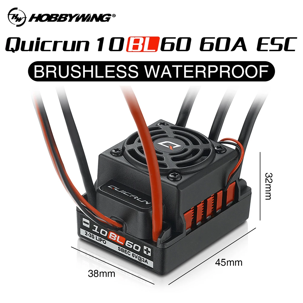 

HobbyWing quirun WP 10BL60 RC ESC Бесщеточный водонепроницаемый 60 А Бессенсорный для 1/10 RC автомобиль багги грузовик монстр тругги Рок Гусеничный