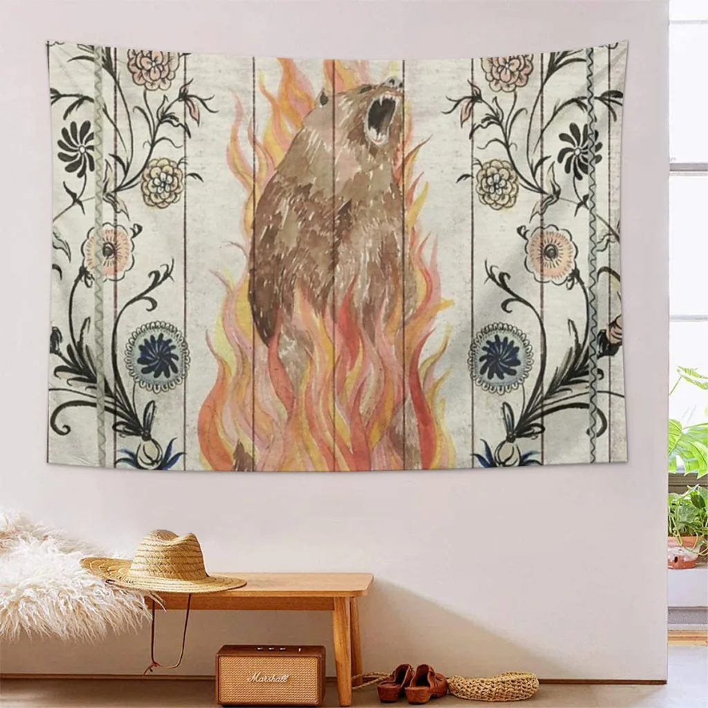 Midsommar Медведь Картина Настенный Гобелен Домашнее Украшение Стены