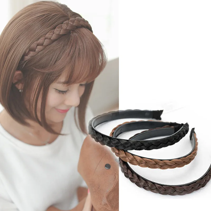 

Women's Twist Braid Retro Fake Headband Braid Girl's Headband Braid Headband Braid Hair Buckle with Wig Hair Bands for Women