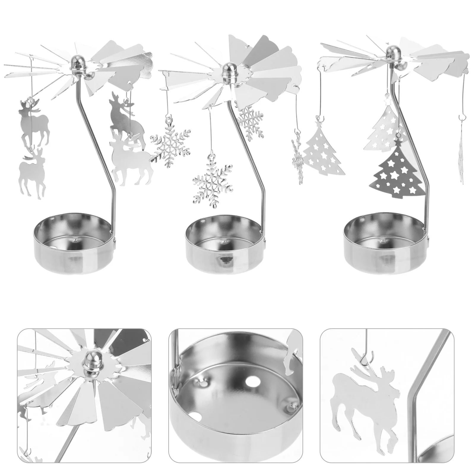 

3 Pcs Hot Swivel Holder Candleholder Decor Turntable Candlestick Rotation