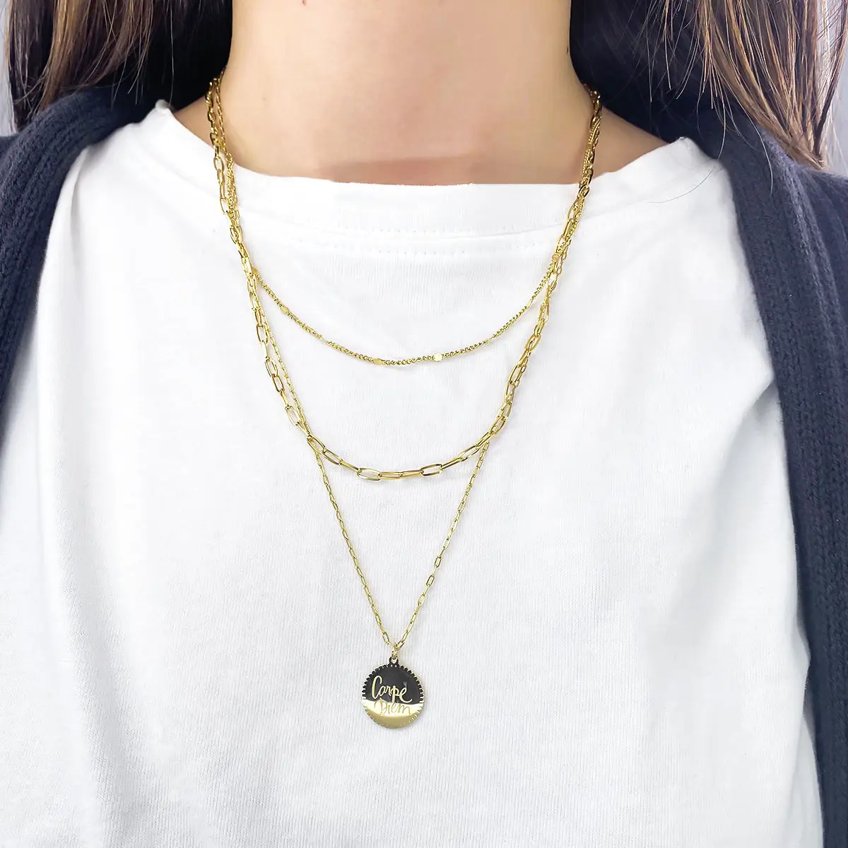 

CARLIDANA Golden Western Pendant Women's Multi-layer Chain Necklace Korean INS Necklace Engagement Custom Female JewelryNecklace