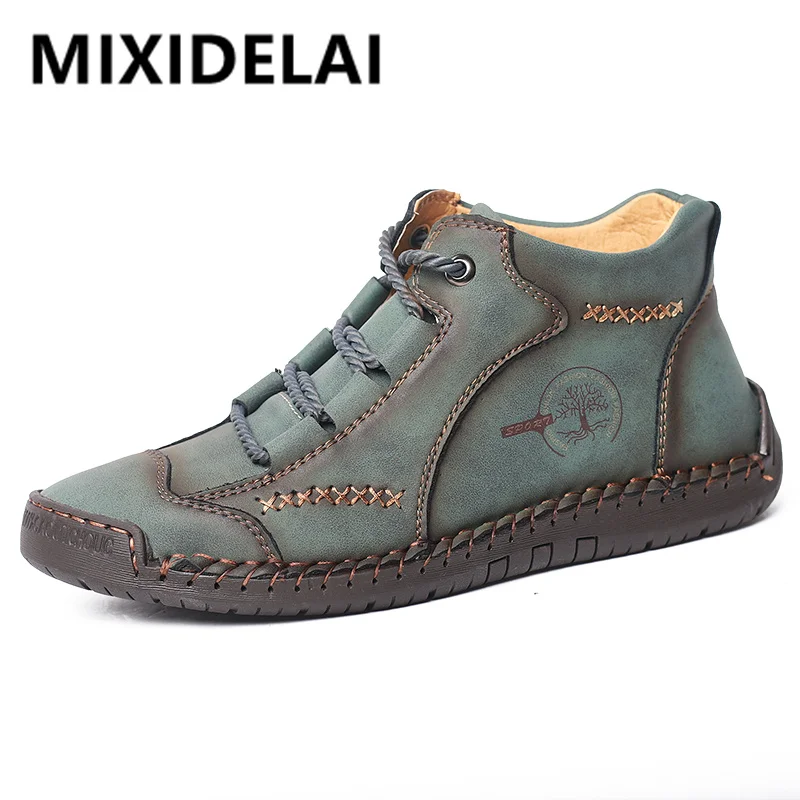 

Men's Ankle Boots Handmade Leather Men's Western Boots Classic Fashion Men's Motorcycle Boots Outdoor Men's Work Shoes Plus Size