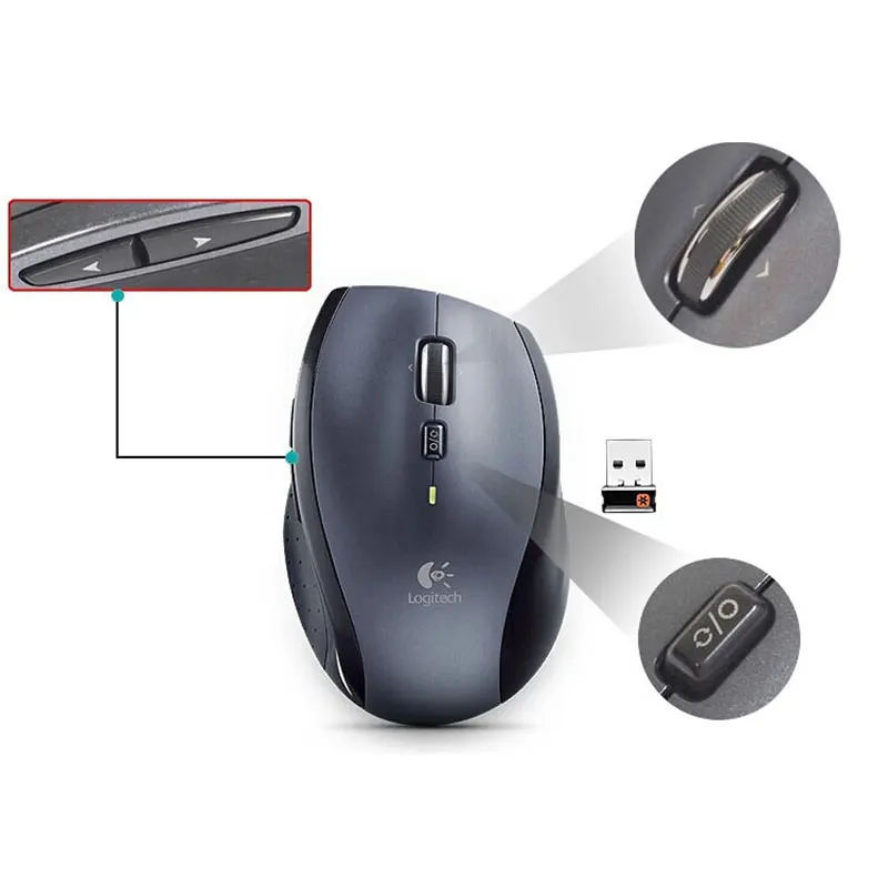 Мышь Logitech M705 Лазерная беспроводная 2 4 ГГц 1000 точек/дюйм для Windows 10/8/7 |