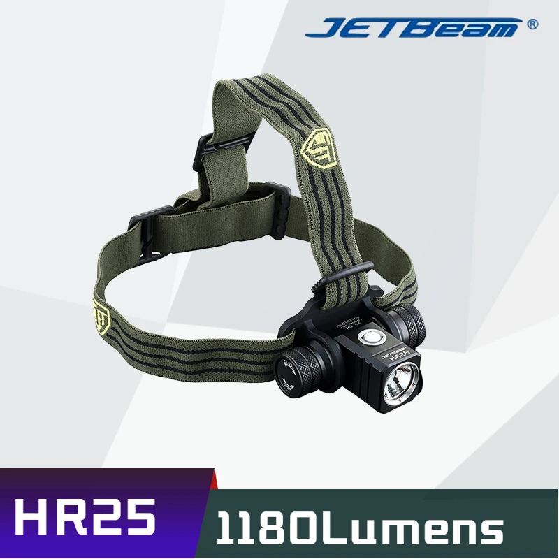 

JETBeam HR25 High Performance Headlamp 1180 Lumen USB Rechargeable With 18650 2400mAh Battery Flashlight For Hiking Bicycling