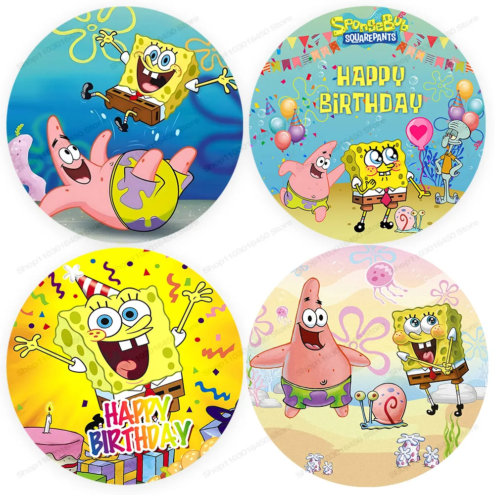 Круглый фон Губка Боб для детей на заказ фотография первого дня рождения круг