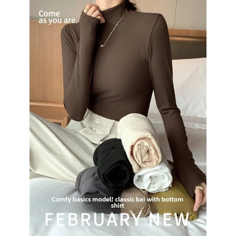 Элегантный черный топ с внутренней стороны женская футболка длинными рукавами