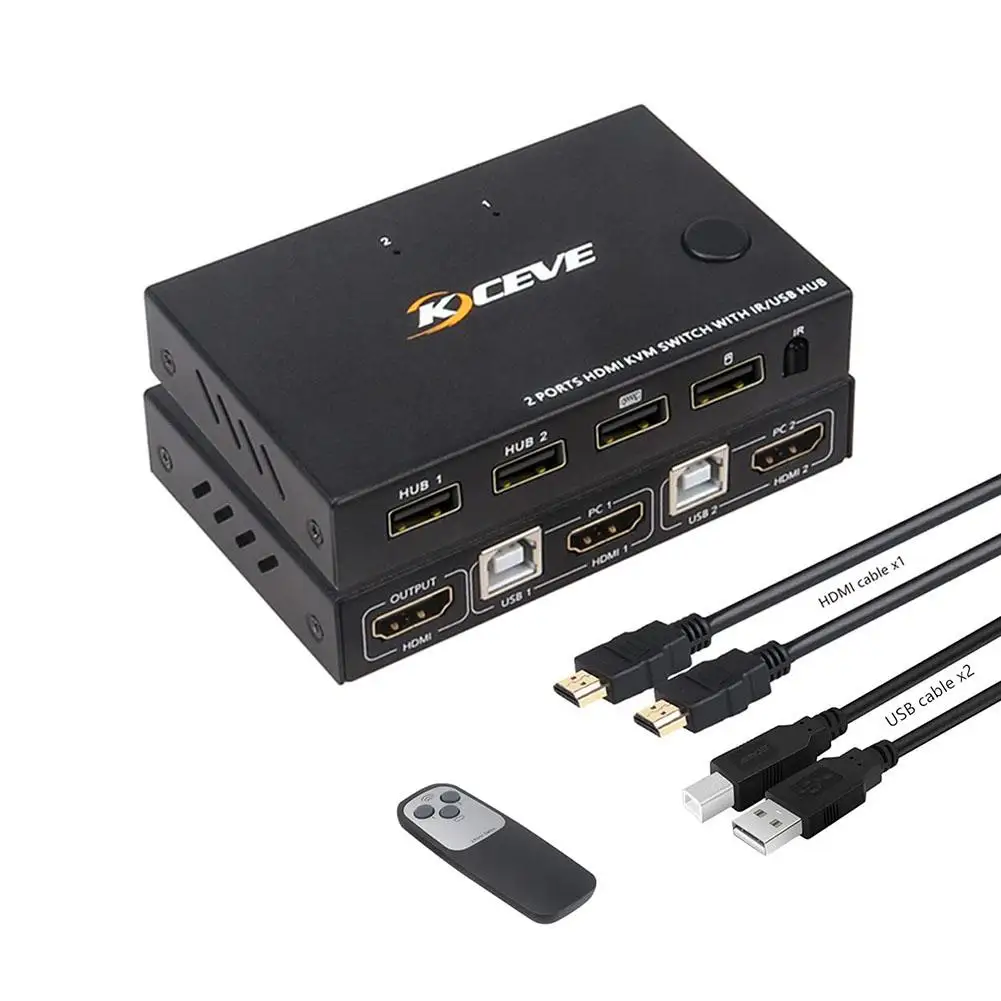 Hdmi-совместимый Kvm коммутатор 4k 2 в 1 выход Usb переключатель клавиатура мышь дисплей