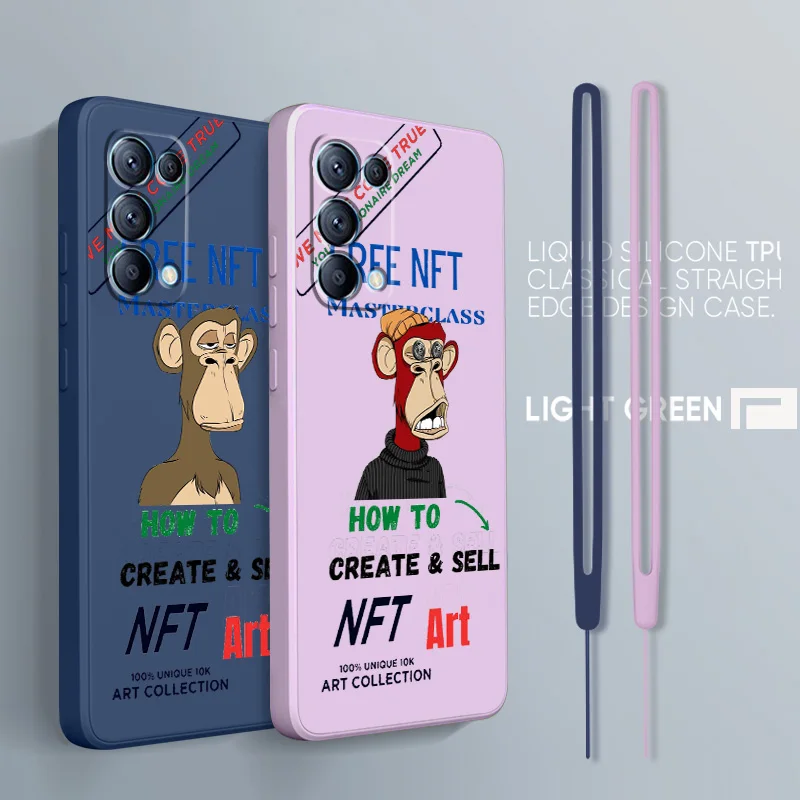 

Cute Little Monkey NFT For OPPO Find F21 X6 X5 Pro X3 Pro X2 Neo 7Z 6 5 4Z 2Z SE Lite Pro 4G 5G Liquid Rope Phone Case
