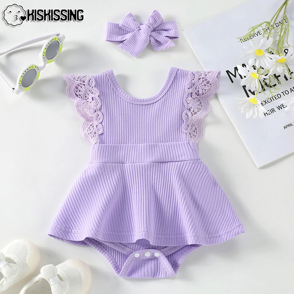 

KISKISSING Baby Girls Rompers Summer Dress Bodysuits Infant Mother Kids Flying Sleeves Newborn Jumpsuit Floral Baby Girl Clothes