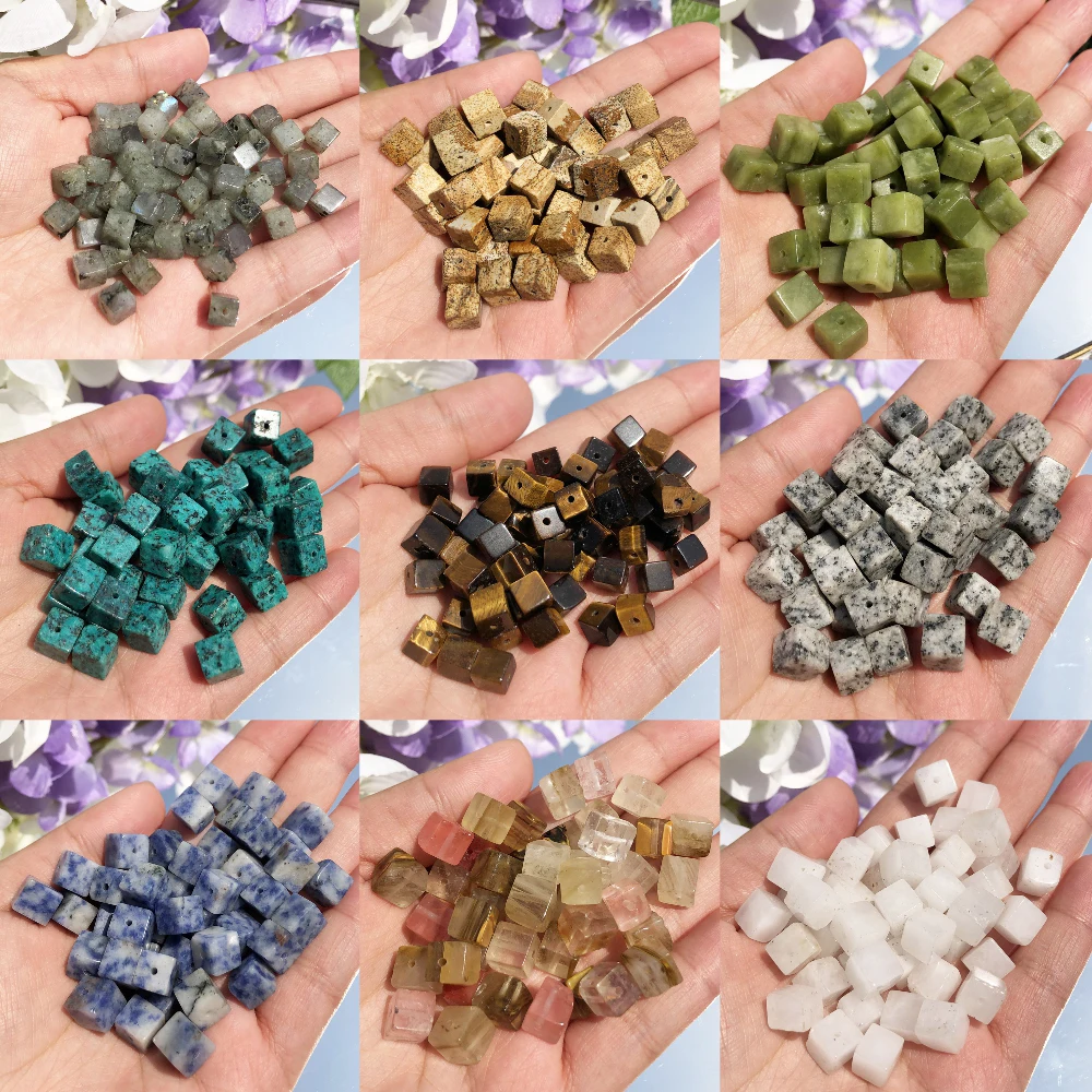 

4/6/8mm Amazonite Pink Quartz Agates Spacer Beads Cube Square Natural Stone Loose Bead For Jewelry Making DIY Bracelet Earrings