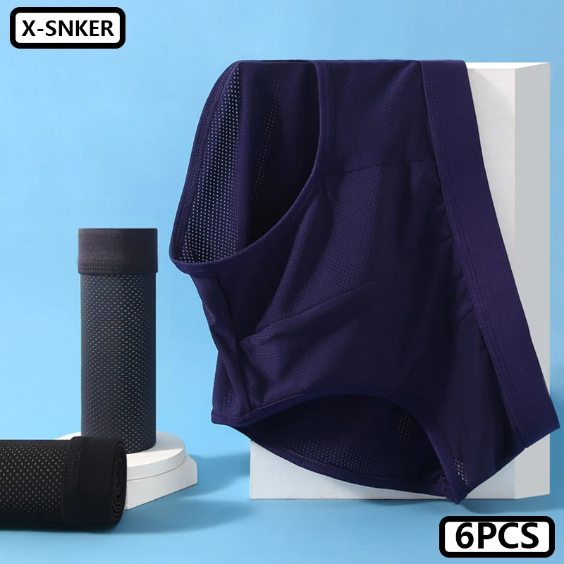 Ice Silk Mesh Male Underwear Breathable Seamless Elasticity Thin Simple Men Briefs Ultra Thin Paties Wholesale Customize 6Pcs