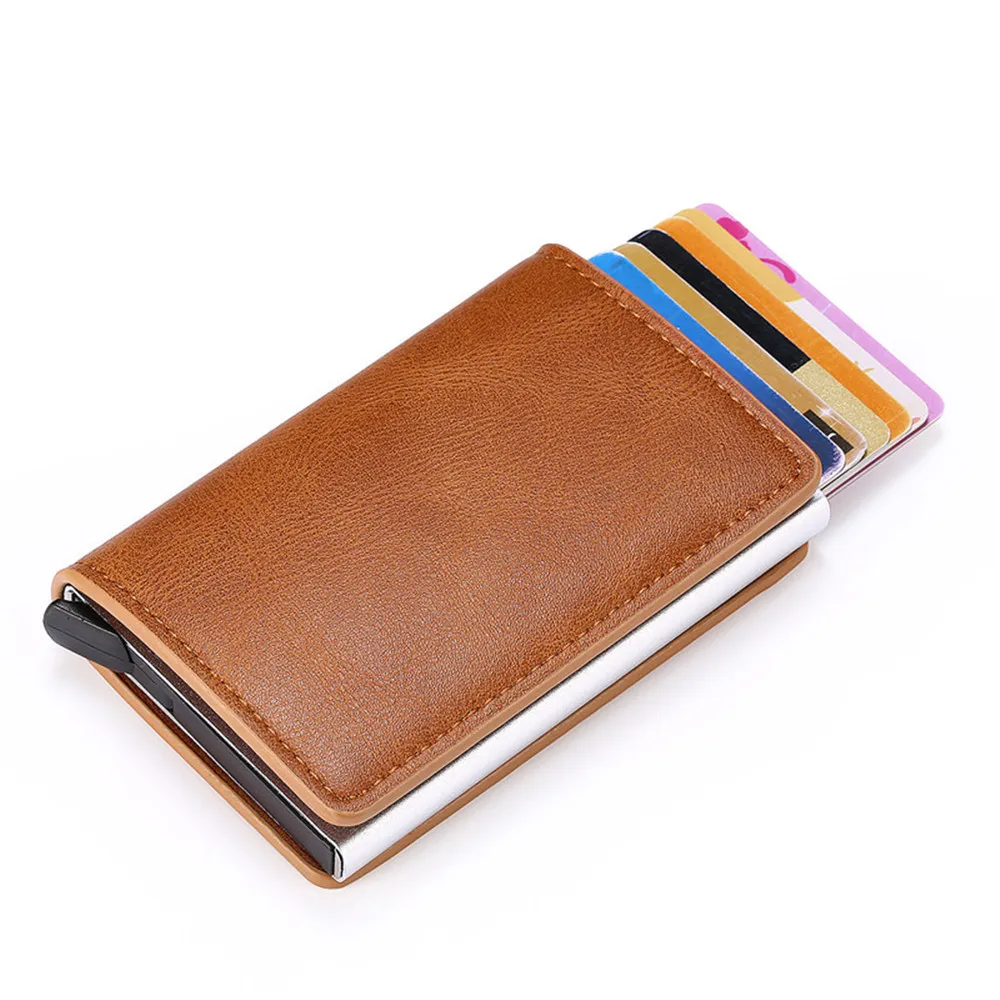 

Men Smart Wallet RFID Anti-theft Cash Holder PU Leather Card Clip Bag Credit Card Metal Business Small Purse Luxury Carteras