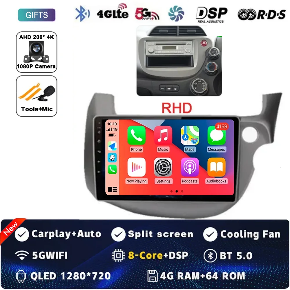 

Автомобильная стереосистема Android 14, мультимедийная беспроводная Carplay Android Auto для HONDA FIT JAZZ 2008 2009 2010 2011 2012 2013 AUto BT 4G