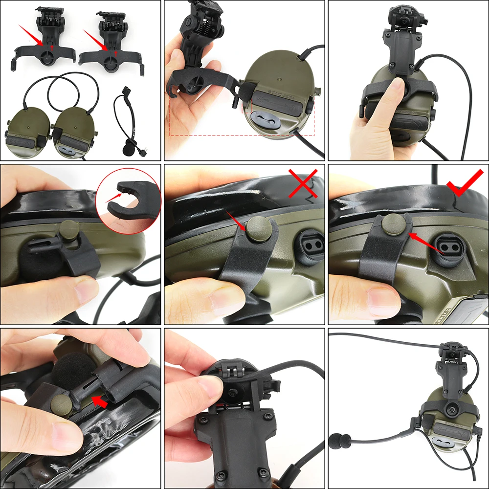 TS TAC-SKY Tactical Airsoft Comtac III Sports Headset Helmet Holder Silicone Earmuffs Hunting Sports Shooting Headset