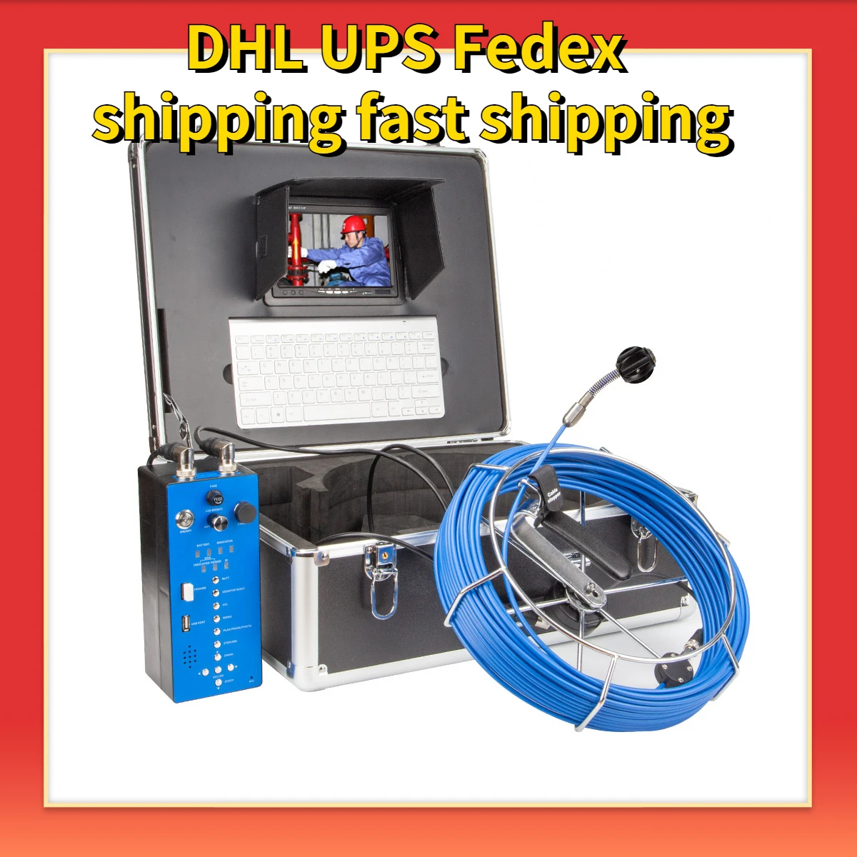 

Pipe Detection System Industrial Endoscope Drain Borescope Meter Counter Sewer Inspection Voice Video Record Camera & Keyboard