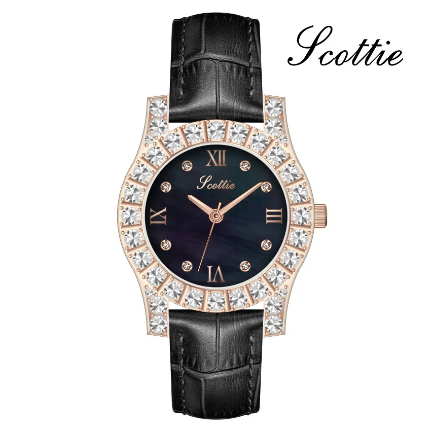 

Swiss luxyry brand novel style large diamond oil pressure surface women's waterproof quartz watch fashion Roman numerals