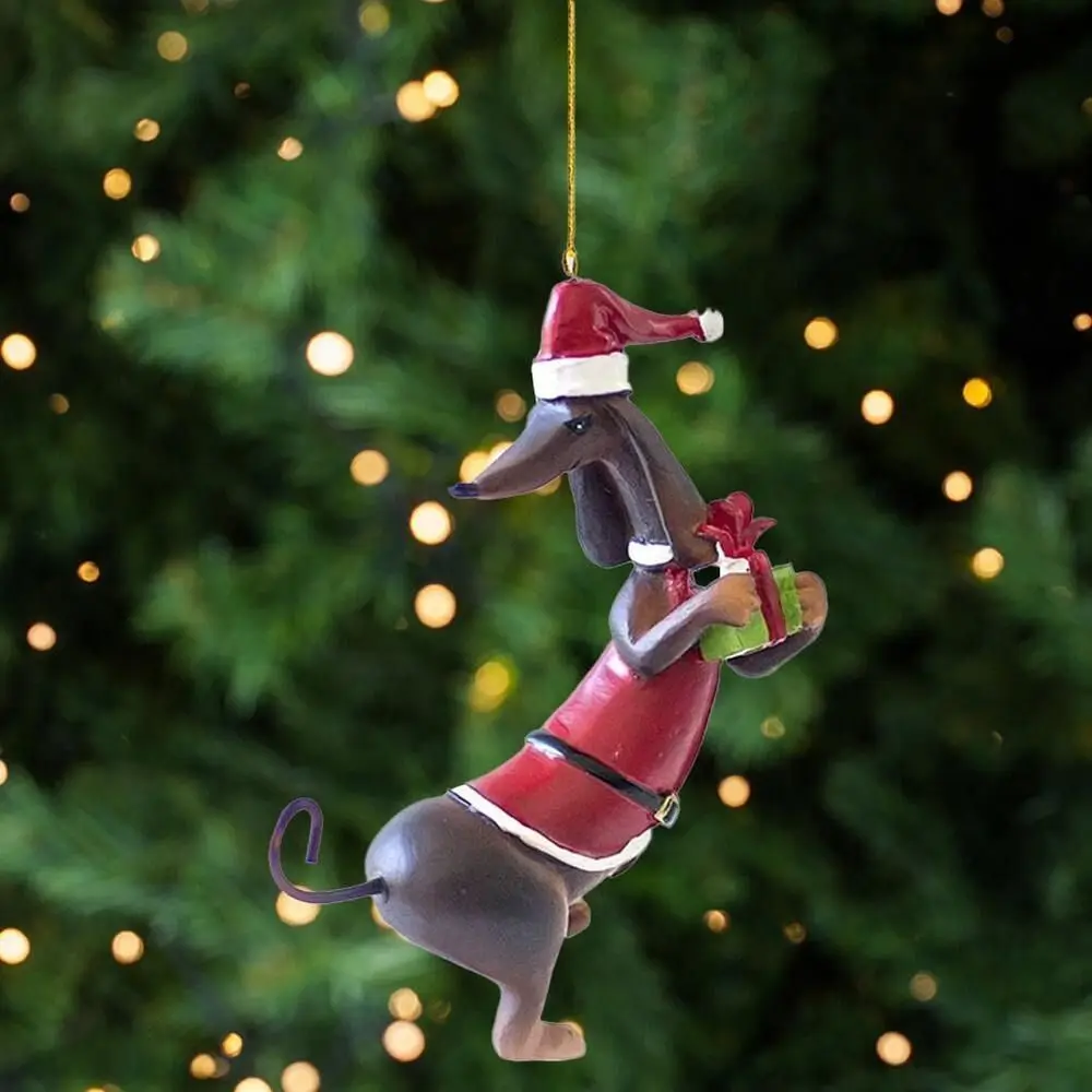 3pcs Dachshunds Dog Christmas Tree Ornament Christmas Tree Pendants Hanging Pendants Plush Craft For Christmas Holiday Party