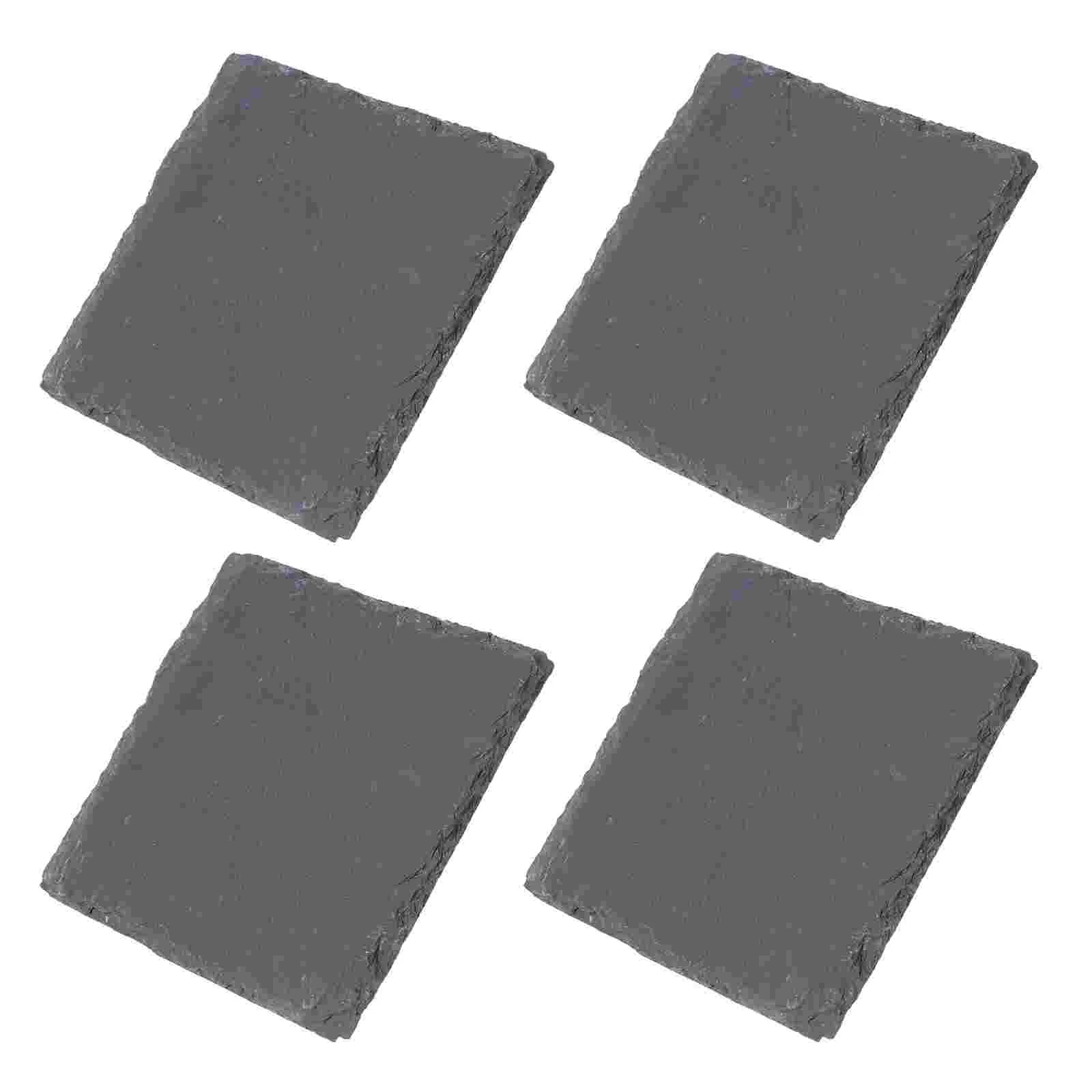

4pcs 10 X10CM Slate Coaster Mat Drinks Glasses Cup Mug Insulation Pad Natural Edge Slate Table Mat for Home Kitchen