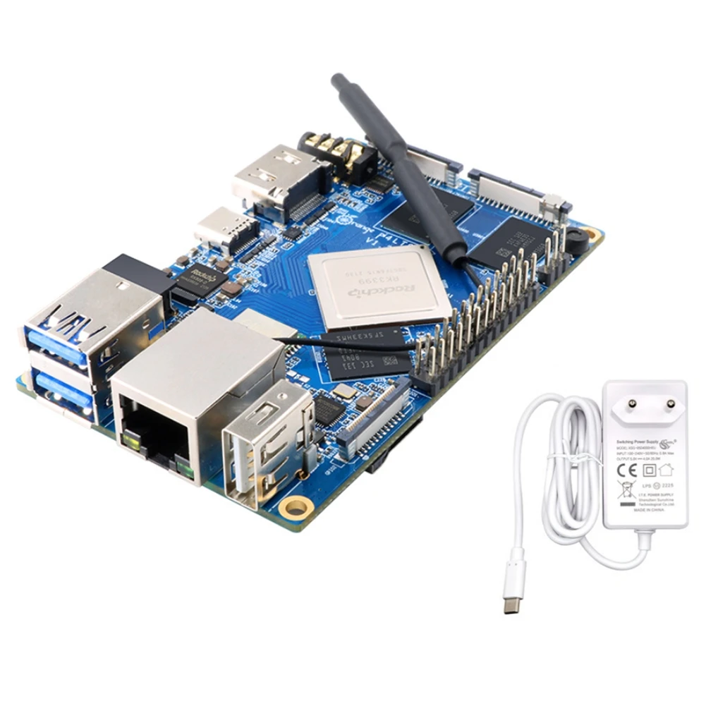 

Плата разработки EMMC для Orange Pi 4 LTS 4 Гб + 5 В 4A Источник питания постоянного тока RK3399 16 Гб для Android/Ubuntu/Debian с вилкой европейского стандарта