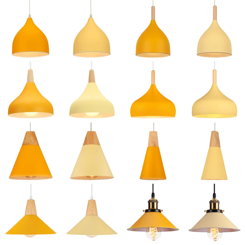 

Modern Nordic Pendant Lights Minimalist Hanging Lamps Metal LED Ceiling Chandelier for Kitchen Living Bedroom Bar Decor Yellow