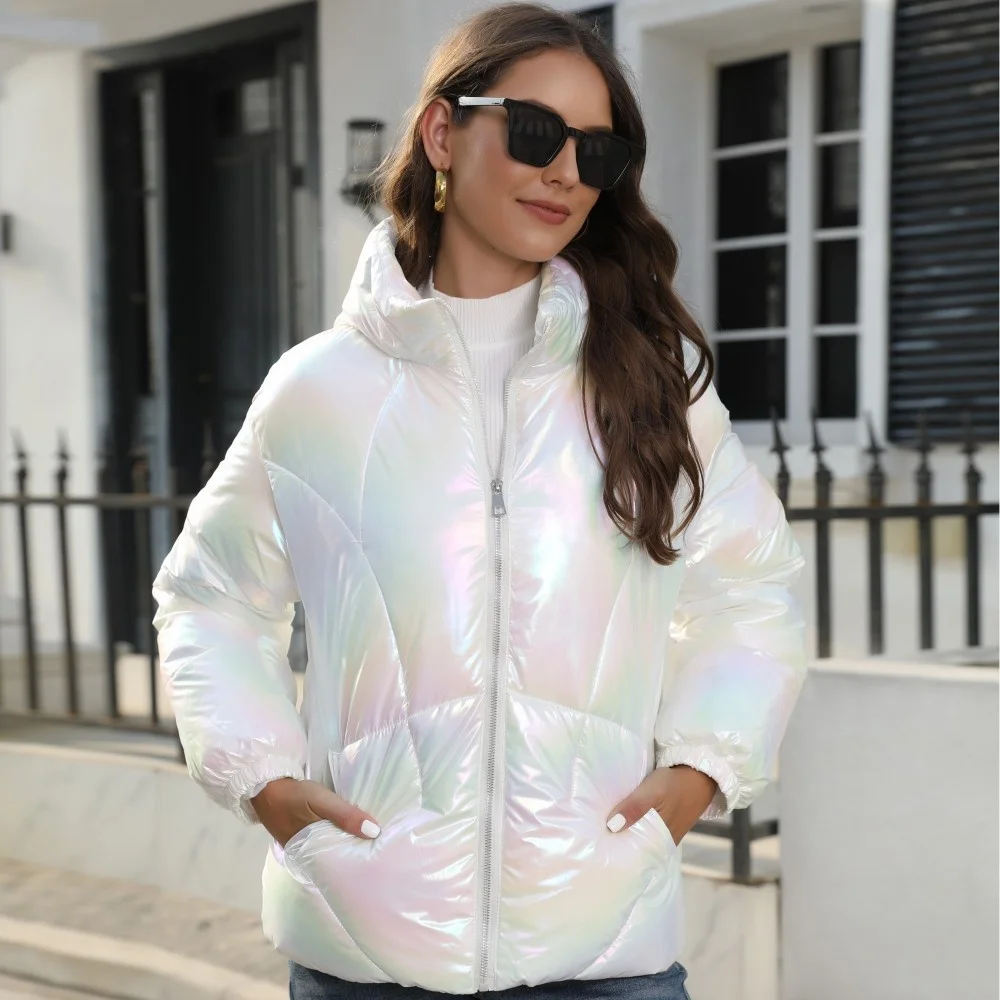 Women's Winter Ins New Fashion 2023 Sexy Solid Color Warm Coat Jackets Cotton Slim Zipper Plush Thick Outwear Elegant Tops Coat