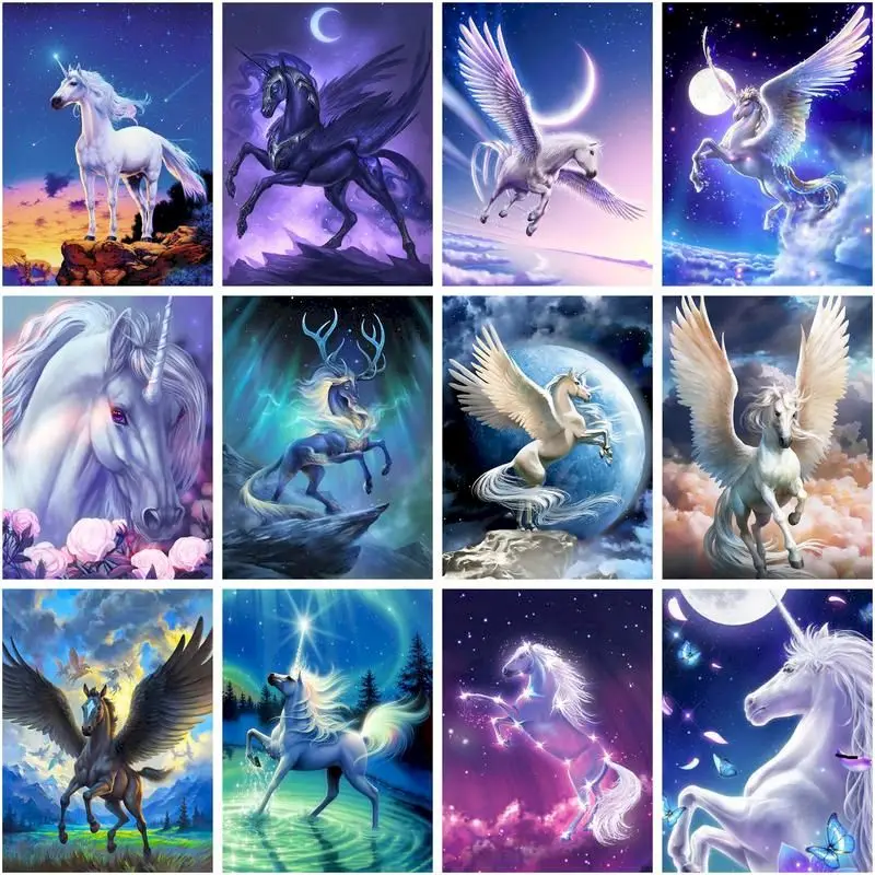 

CHENISTORY Oil Picture By Numbers Handpainted Pegasus Decorative Paintings Animals Number Paiting Living Room Decoration
