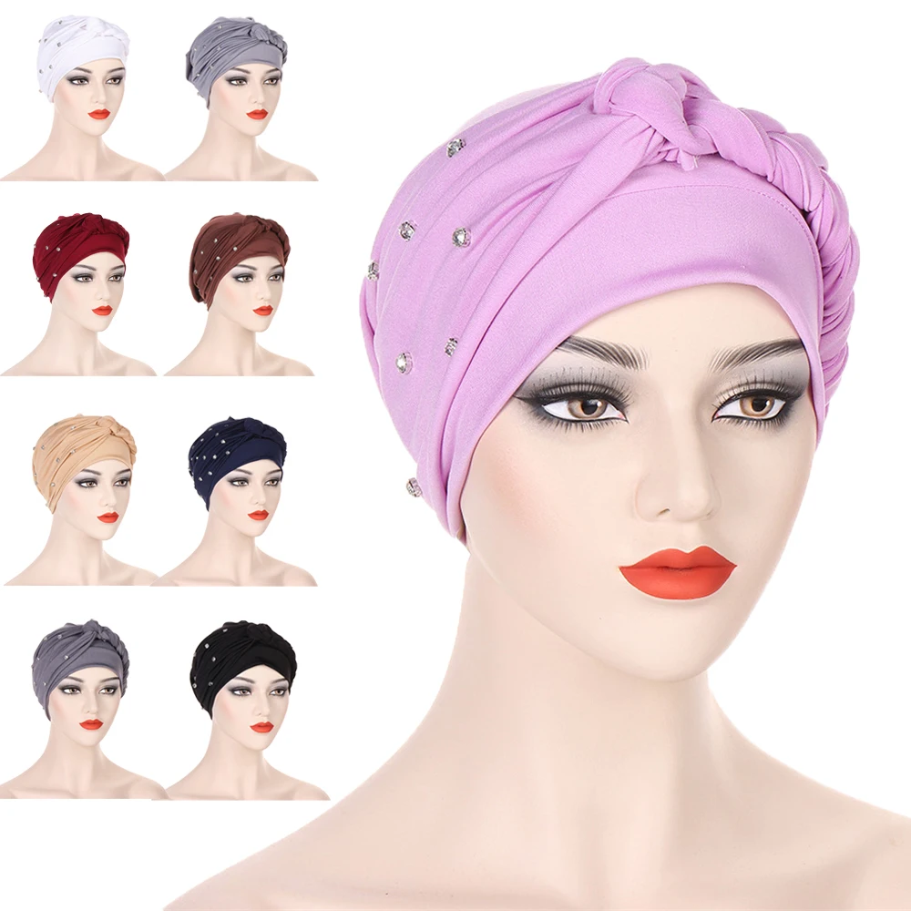 

Fashion Muslim Women Braids Turban Hijab Chemo Caps Cancer Braid Hair Loss Hats Bonnet Beanies Head Wrap Scarf Femme Head Cover