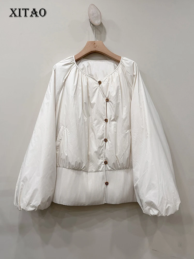 

XITAO, однотонное повседневное пуховое пальто, свободное, модное, простое, темпераментное, с круглым вырезом, свободное, теплое пальто, зимнее, ...