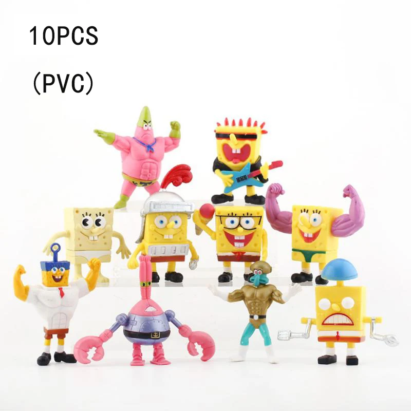 

10Pcs/set Kawaii Spongebobs Squarepants Doll Toy Model Scene Diy Accessories Series Anime Cartoon Cute Pvc Figures for Kids Gift