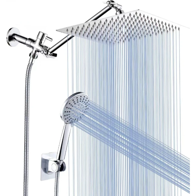 

8 Inch Luxury Bathroom Shower Sets Stainless Steel Rain Showers System with Hand Showerhead Bathroom Shower Faucet Set Top Spray