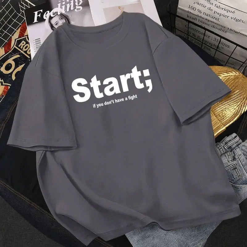 

Женская хлопковая футболка с коротким рукавом, свободная футболка в стиле Харадзюку с принтом букв и аниме, лето 100%