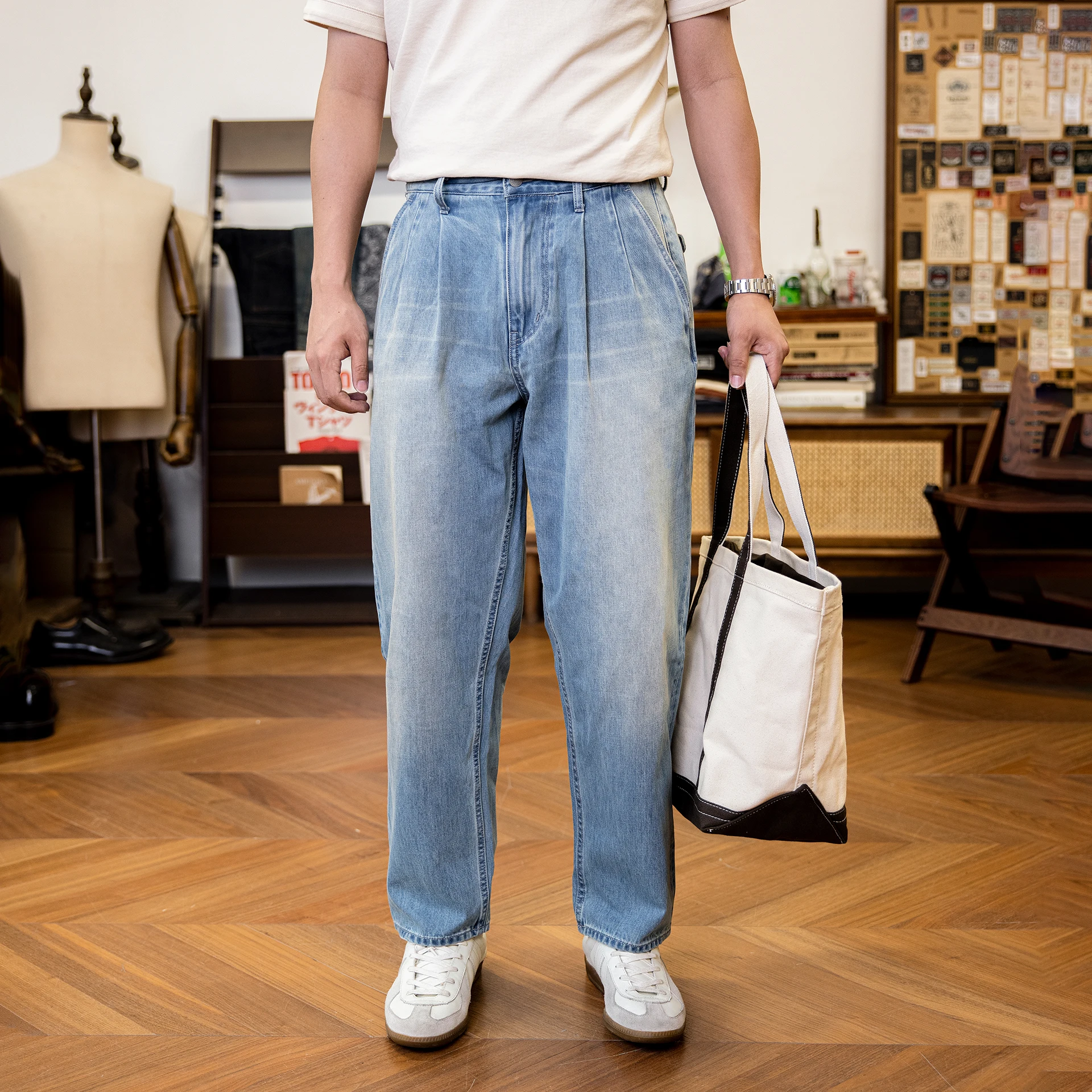 Джинсы RedTornado супер тяжелые 15 унций штаны цвета индиго потертые санформированные