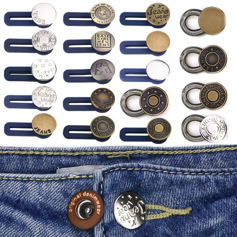 

Unisex Retractable Buckles Spring Buttons Jeans Adjustable Free Sewing Button Clothing Jeans Pant Disassembly Waistband Expander