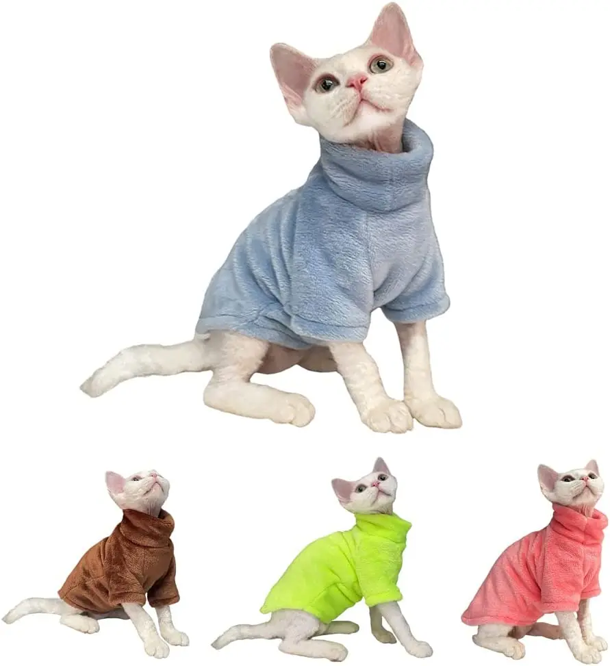 

Cat Winter Coat Pet Fleece Sweatshirt Windproof Dog Clothes Warm Mink Cat Sweater Winter Puppy Cat for Hairless Kitten Pajamas