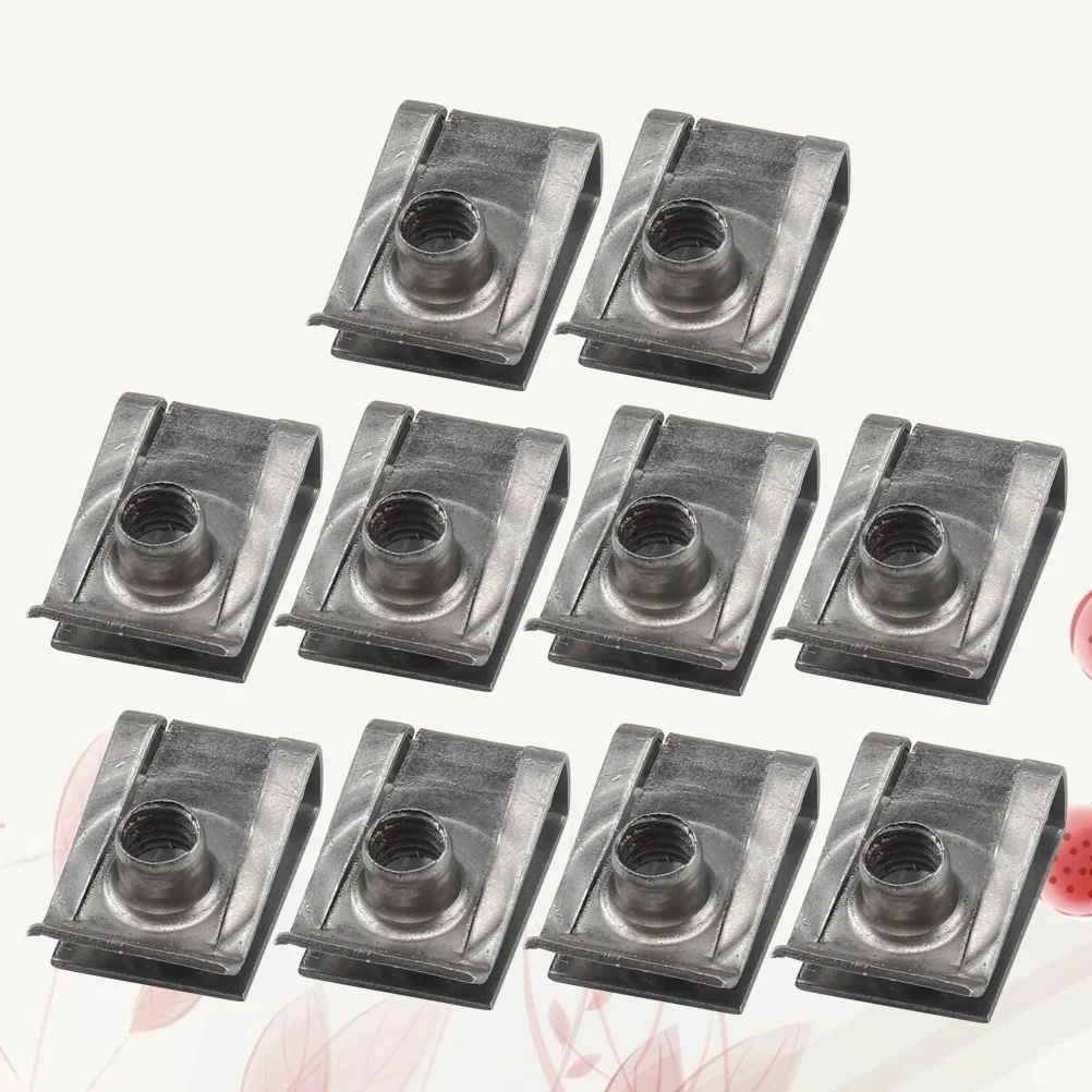 

10pcs Panel U Clips Manganese Steel Motorcycle Bodywork Panel Clips Extruded U Nuts Spring Fastener for Car Auto Vehicle Silver