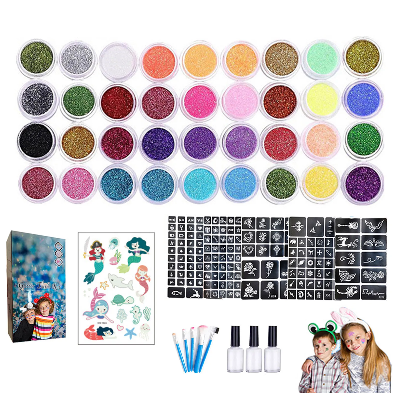 

Glitter Tattoo Kit Temporary Glitter Tattoo Kit For Kids Kids Glitter Tattoo Machine Kit For Glitter Temporary Tattoos Tattoo
